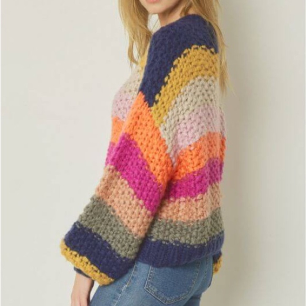 Entra Cheerful Color Block Chunky knit Women’s Sweater‎ Size L NWT - Picture 8 of 14